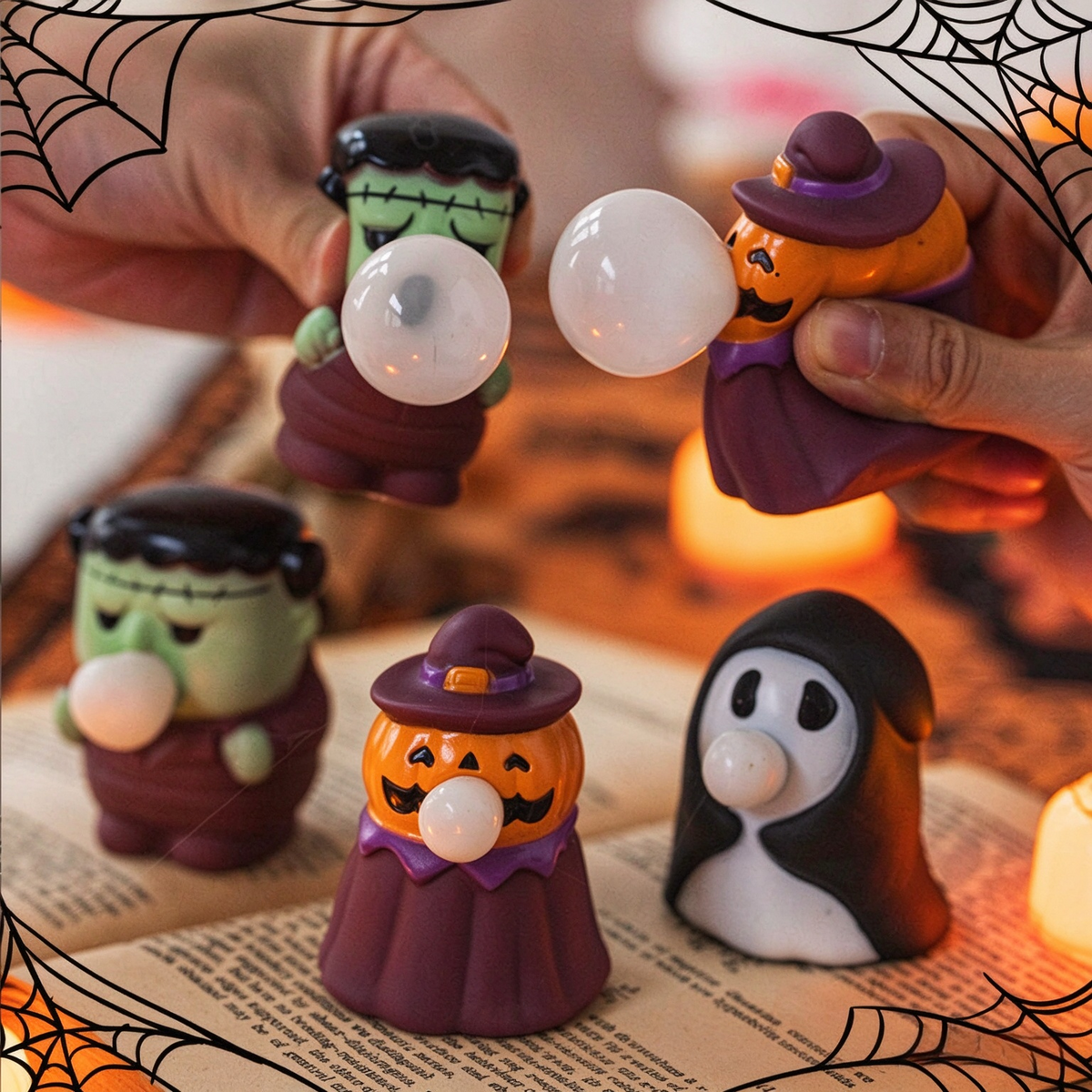 CALMIA Halloween Squishy Mystery Set｜Viral TikTok Pull Ball Surprise Bundle