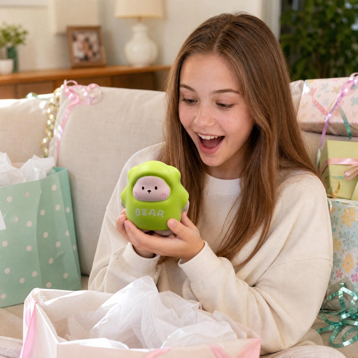 CALMIA Green Chubby Bear Squishy Toy | Slowrising Squishy
