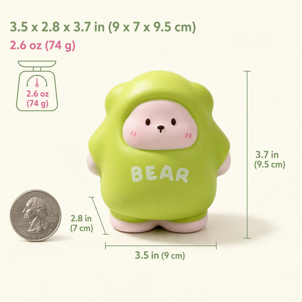 CALMIA Green Chubby Bear Squishy Toy | Slowrising Squishy