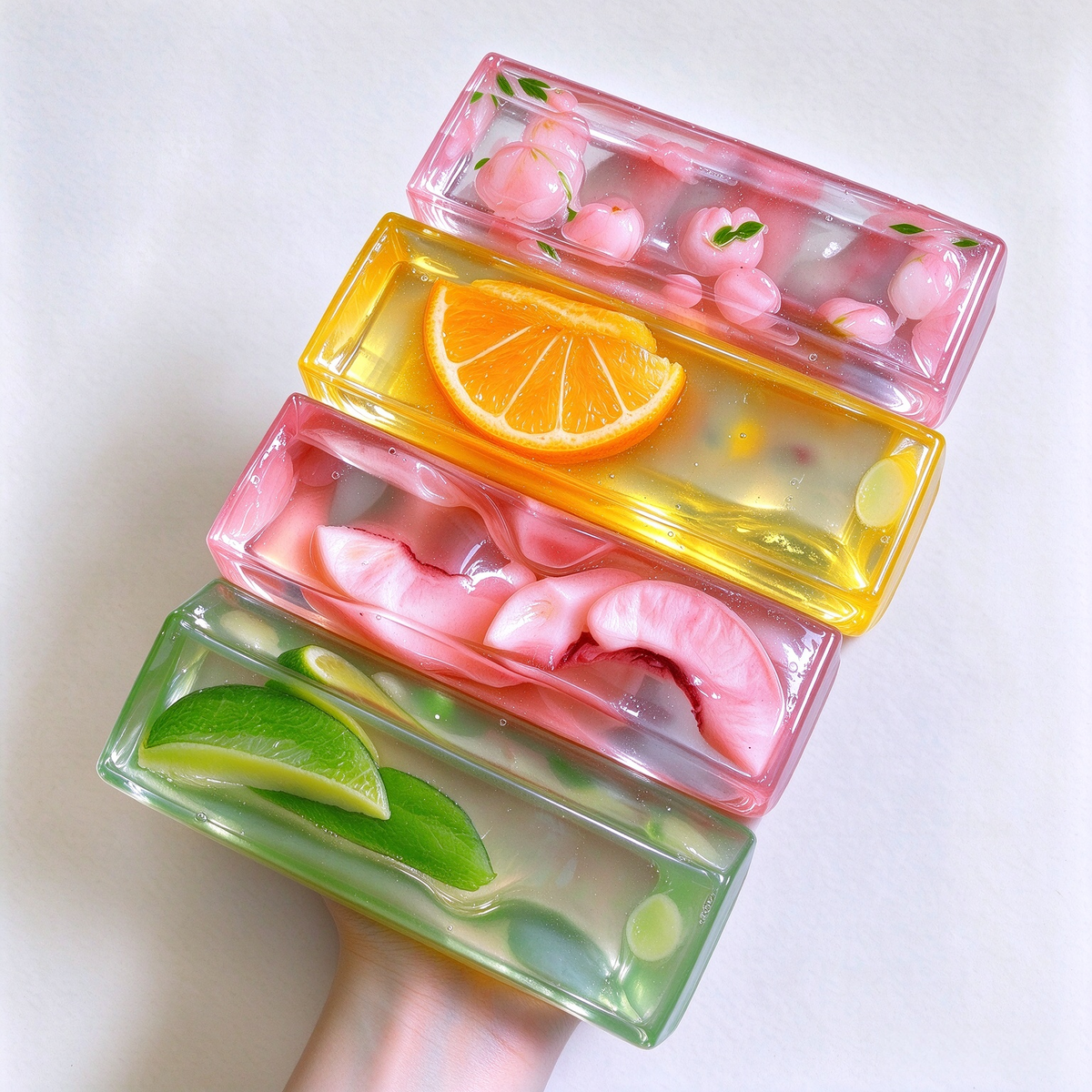 Clear Fruit Bar Squishy | Transparent Moldable Stress Relief Fidget Toy