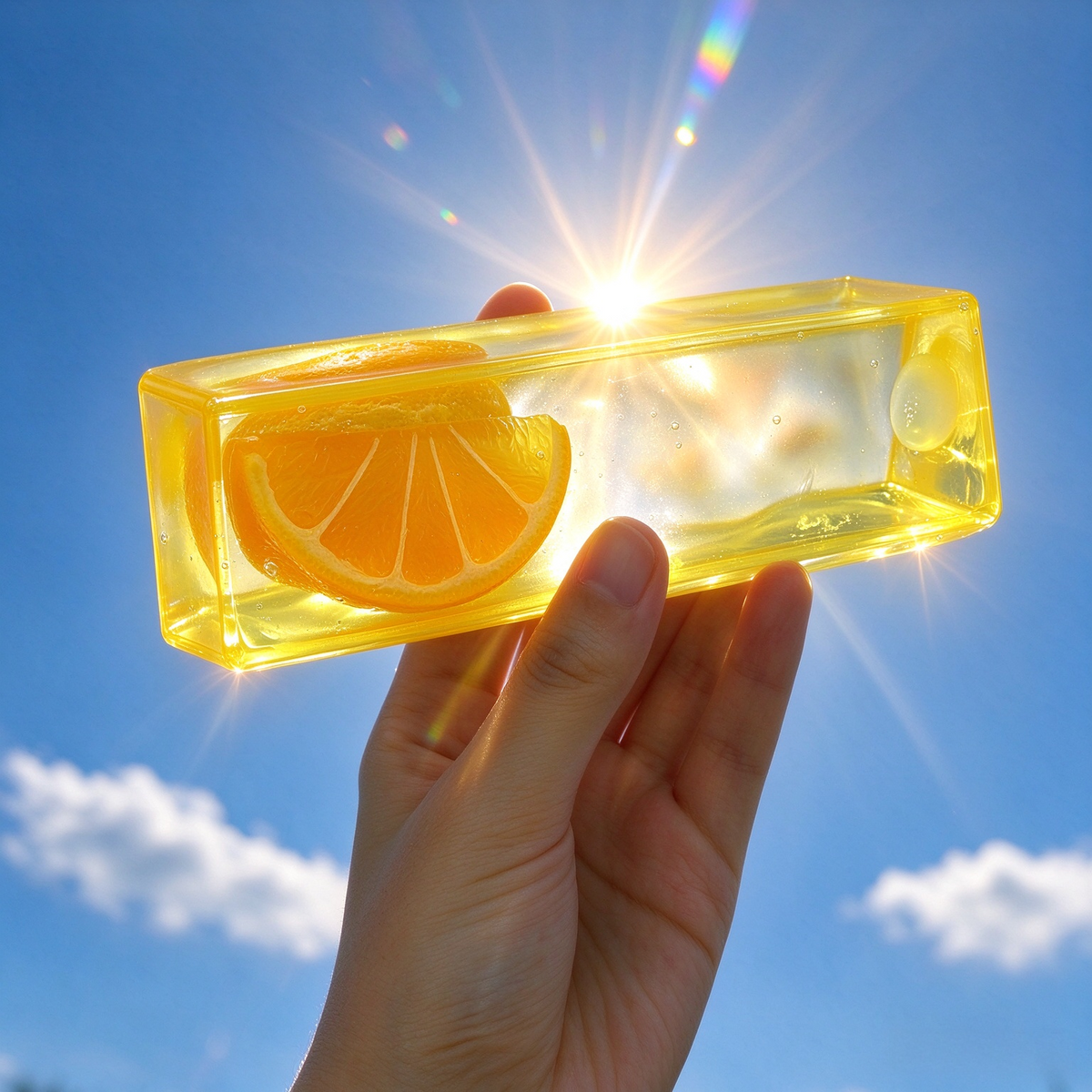 Clear Fruit Bar Squishy | Transparent Moldable Stress Relief Fidget Toy