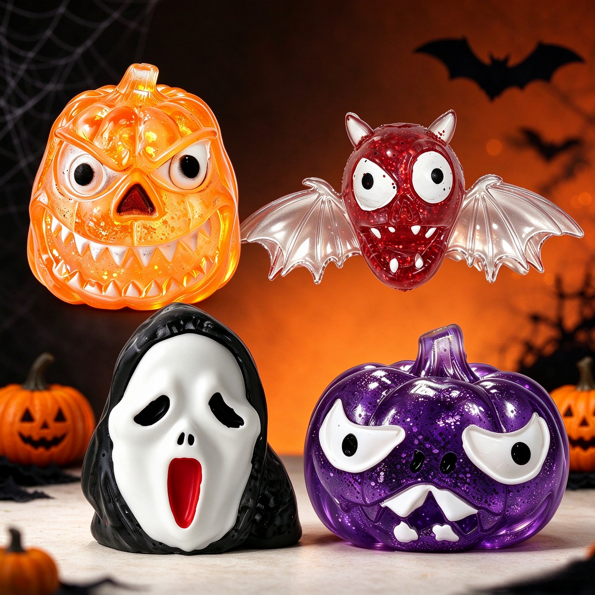 CALMIA Halloween Squishy Mystery Set｜Viral TikTok Pull Ball Surprise Bundle